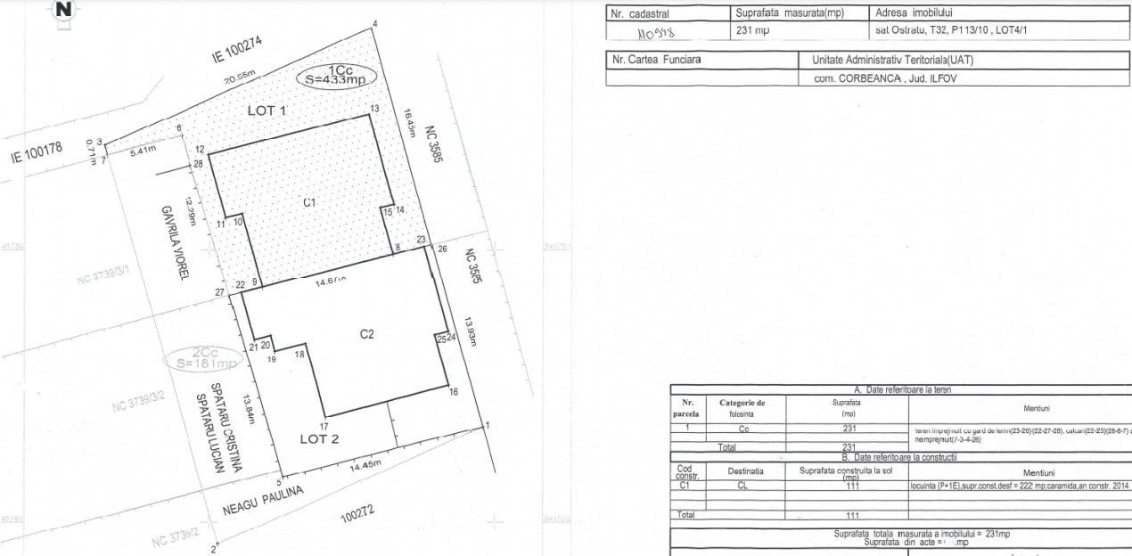 CORBEANCA, DUPLEX P+E+M, CURTE PROPRIE! 